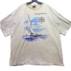 St Georges Bermuda Shirt Mens 2XL Single Stitch Nautical AOP Grunge Streetwear